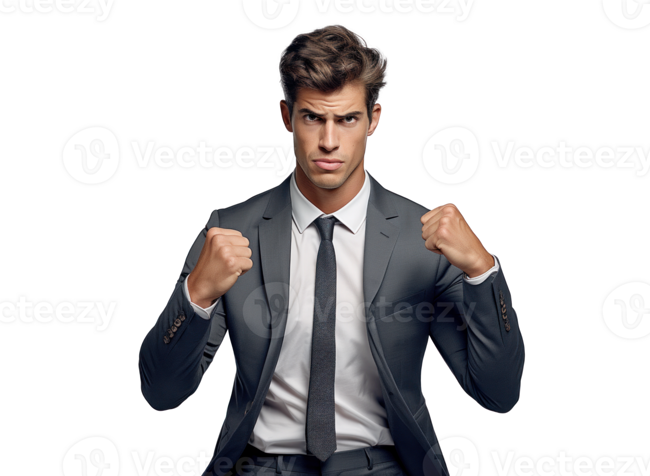 AI generated Confident Businessman in Grey Suit png