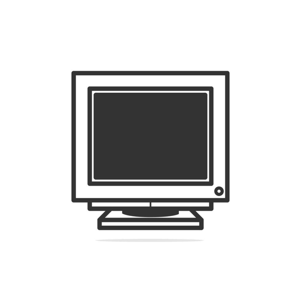 Front view of a cartoonish computer monitor. Vector illustration isolated on light background.