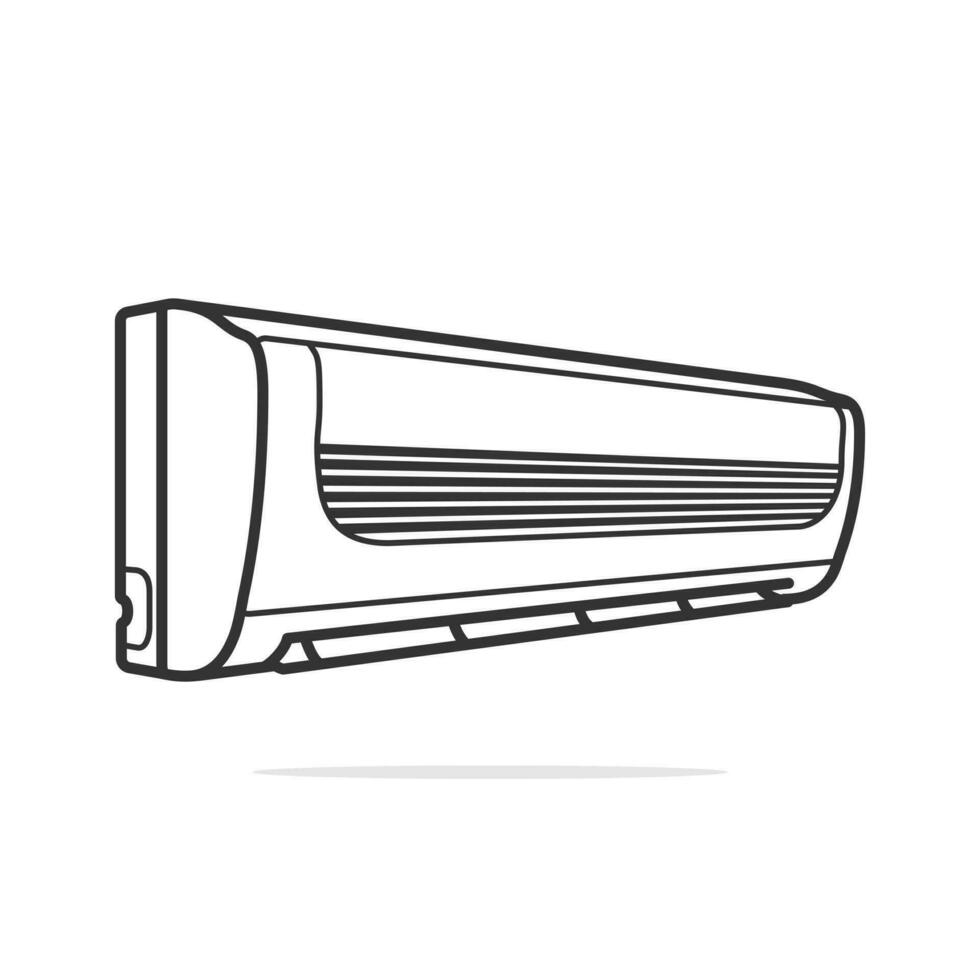 Air conditioner mounted on a light purple wall vector