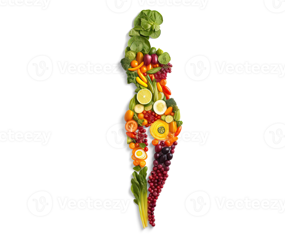 AI generated Healthy Woman Silhouette from Fresh Vegetables png