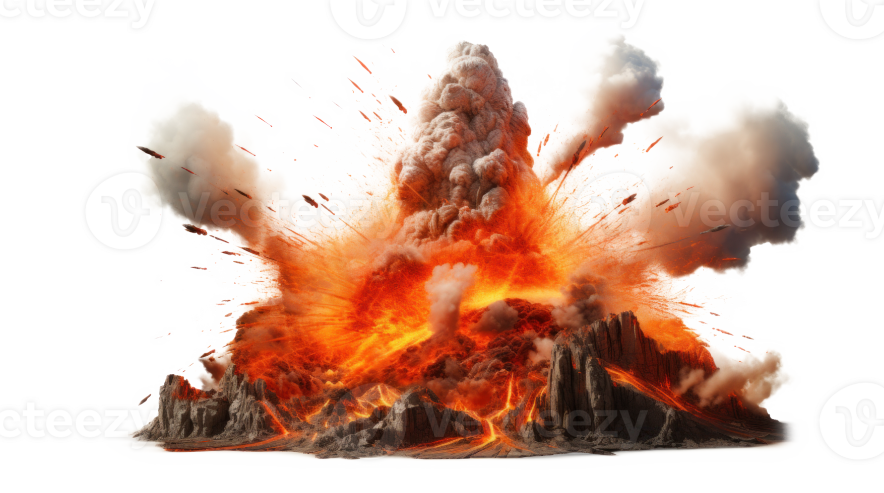 AI generated Volcanic Eruption Cataclysm on Transparent Background png