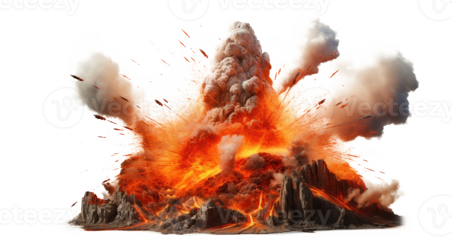 ai generiert vulkanisch Eruption Katastrophe auf transparent Hintergrund png