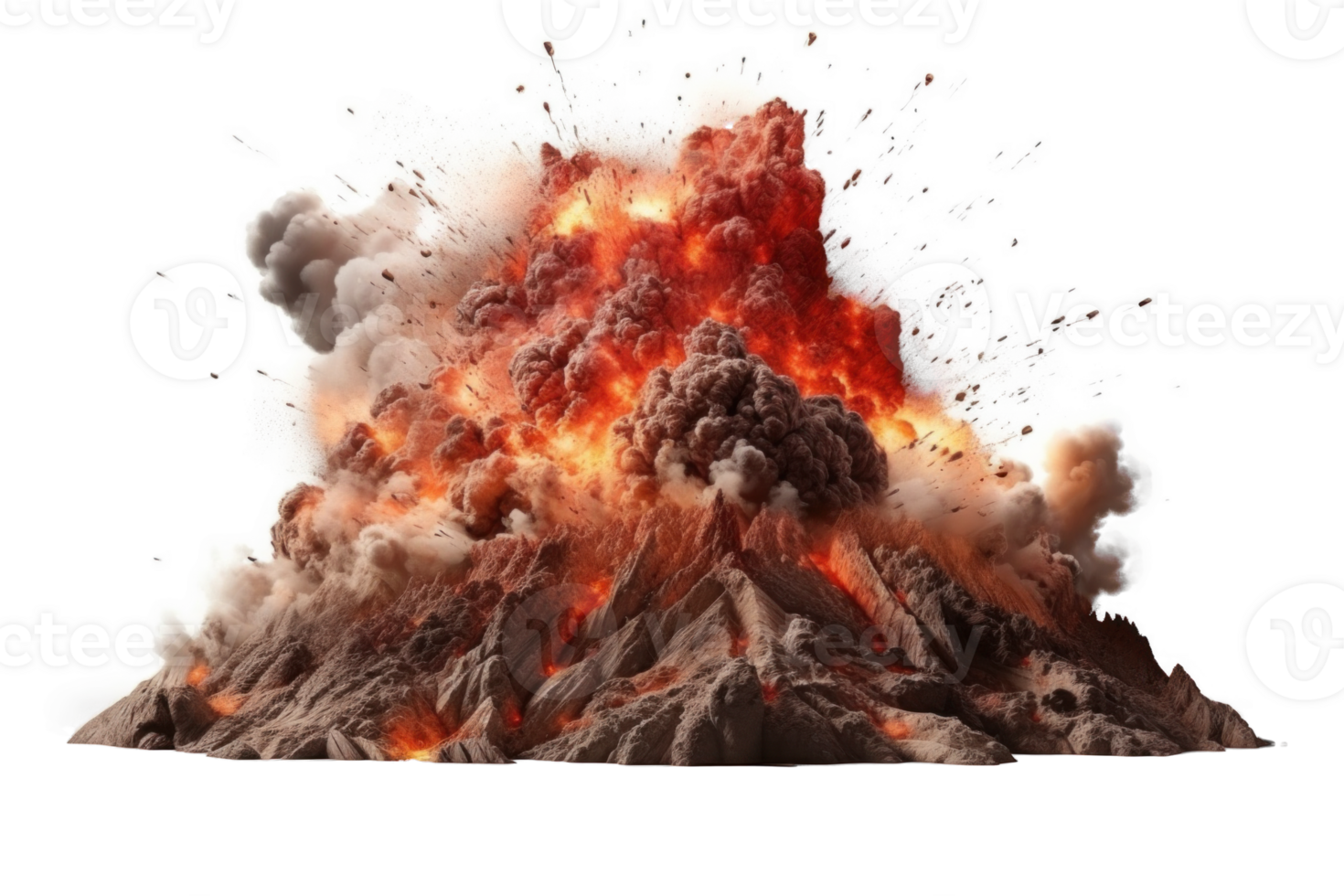 AI generated Volcanic Eruption Natural Disaster Isolated Background png