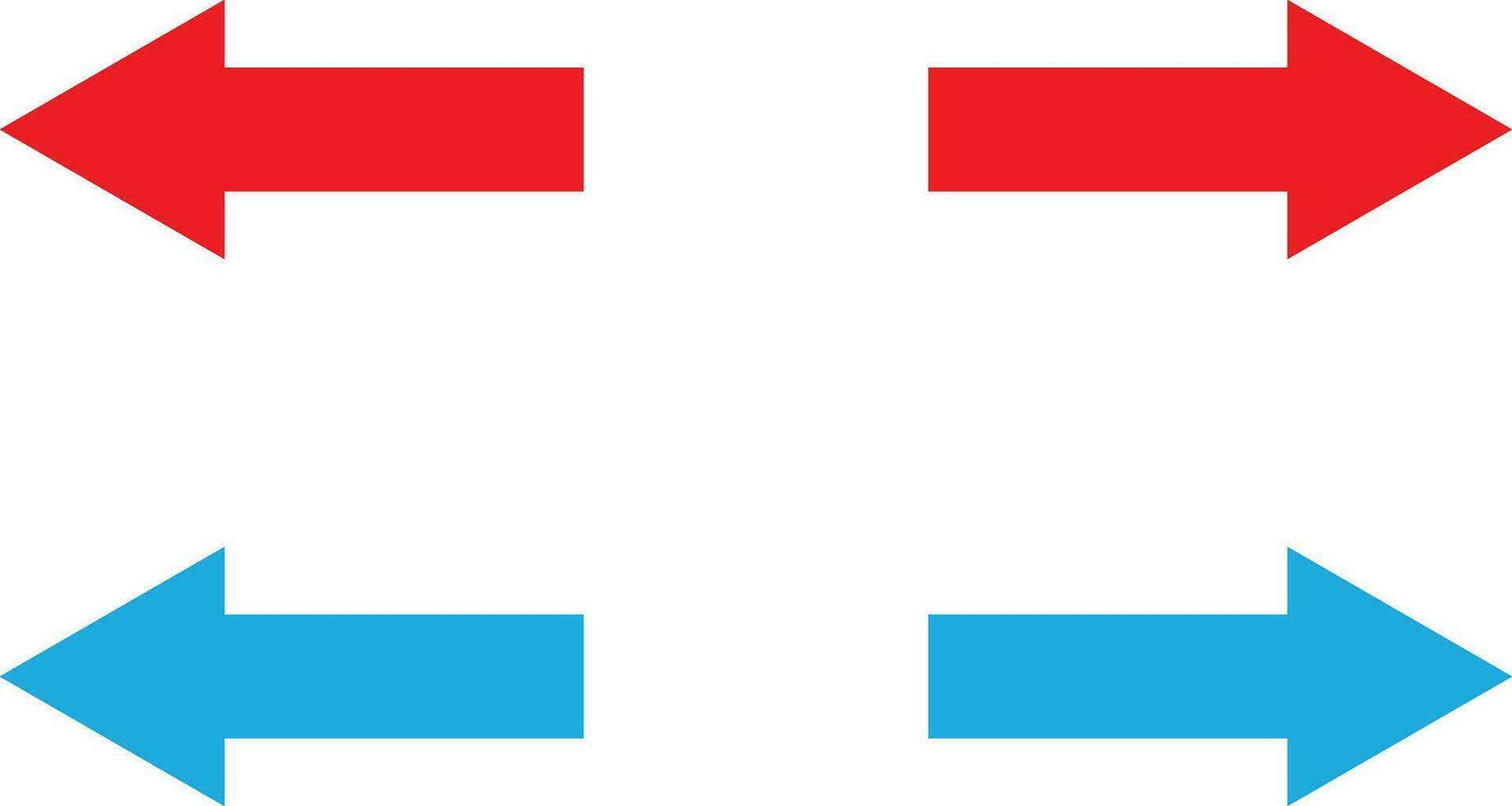 Red and blue arrow right left icon set isolated on white background . Vector