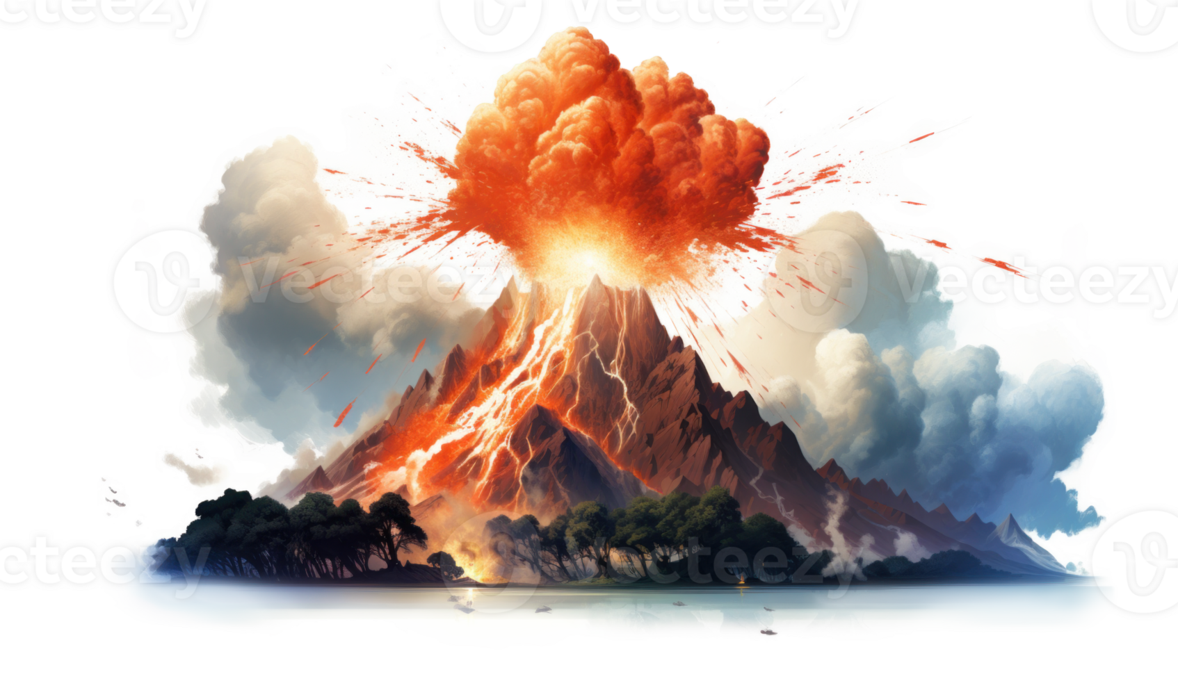 AI generated Volcanic Eruption, Natural Disaster Illustration png