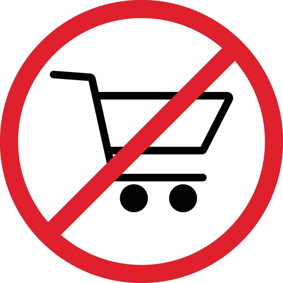 No shopping cart sign isolated on white background . Vector illustration