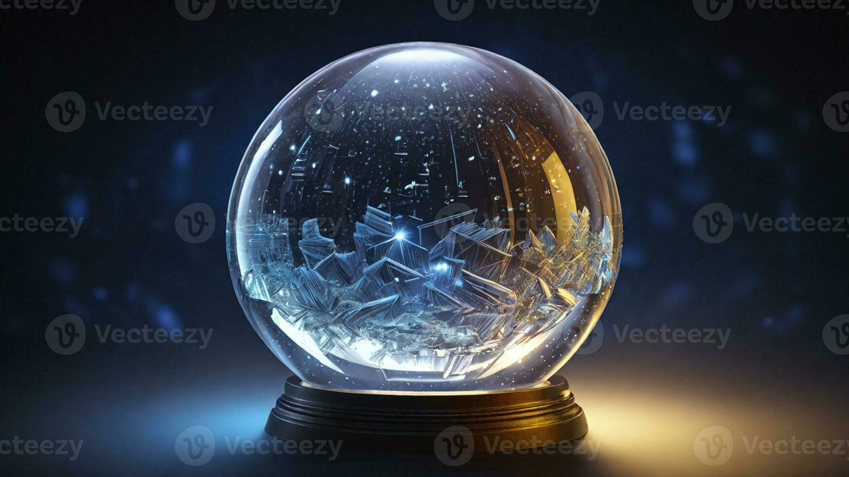 AI generated crystal ball on black background photo