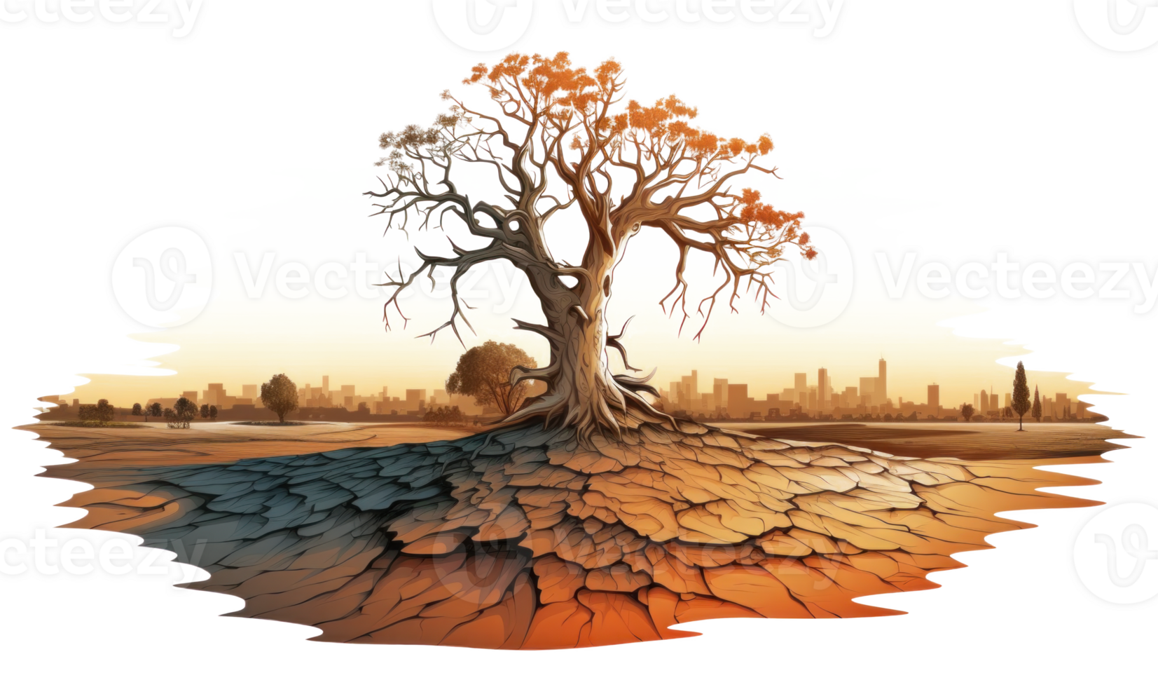 AI generated Natural Disaster Drought, Dead Tree, Dry Land png