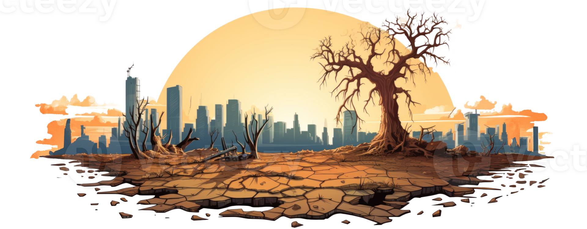 AI generated Natural Disaster Drought Illustration on Clear Background png