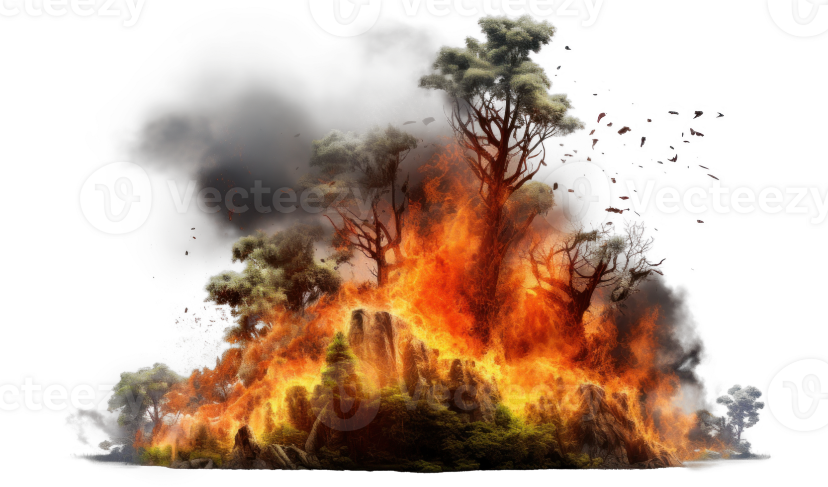 AI generated Intense Forest Fire, Natural Disaster Scene png