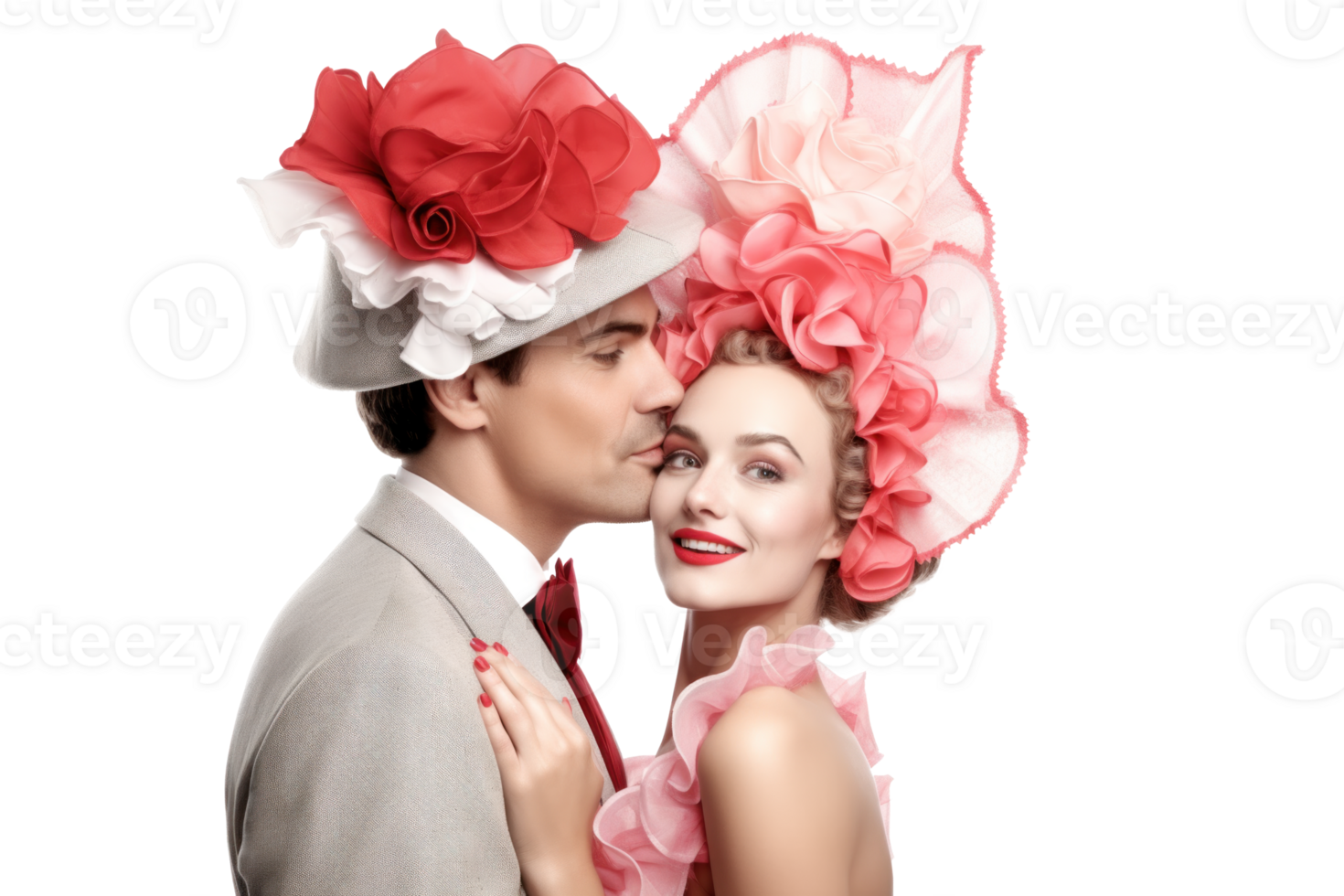AI generated Romantic Couple in Elegant Attire Kissing png