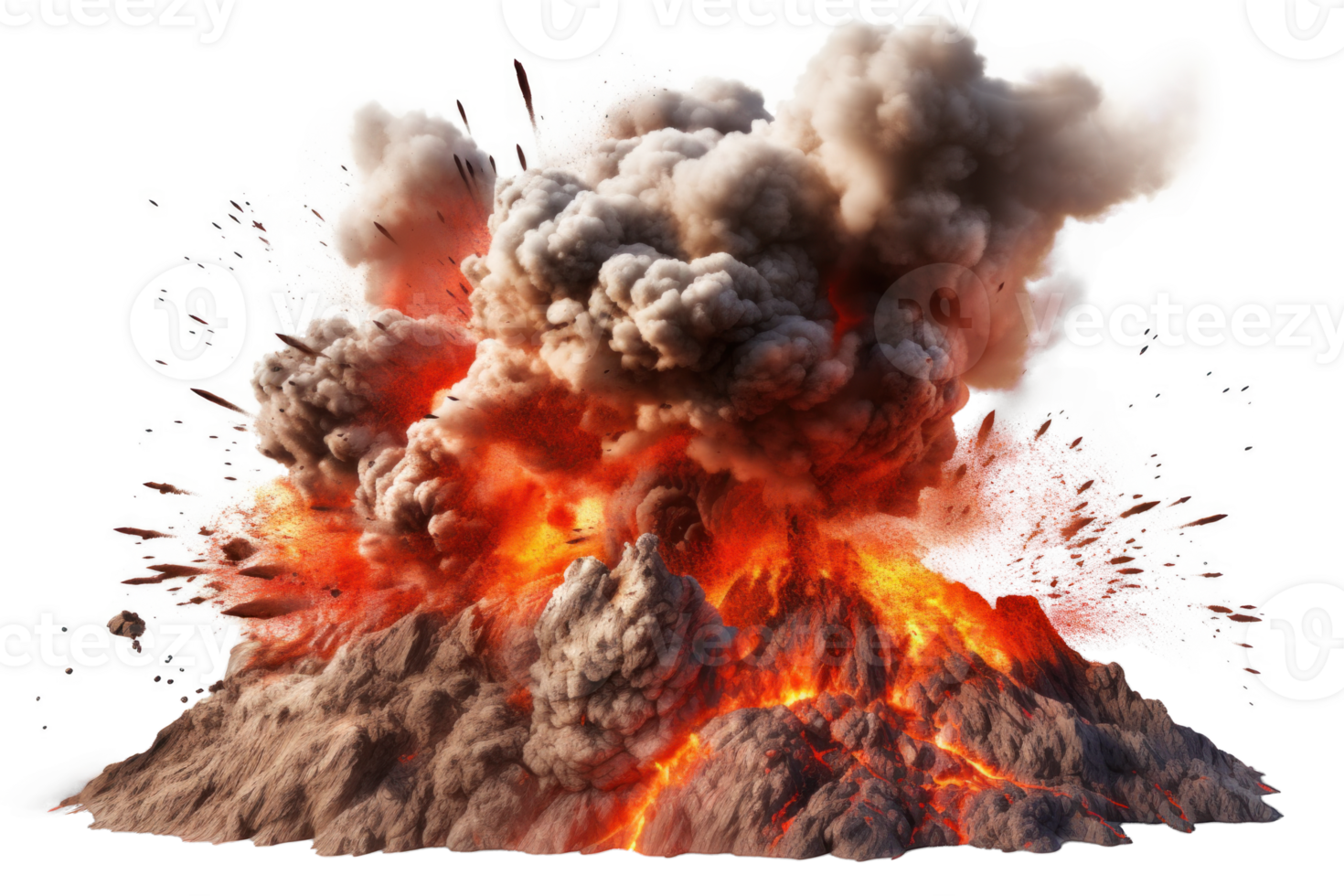 ai generado en erupción volcán en catastrófico natural desastre png