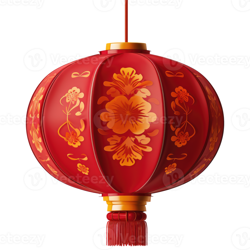 AI generated red chinese traditional asian lantern png