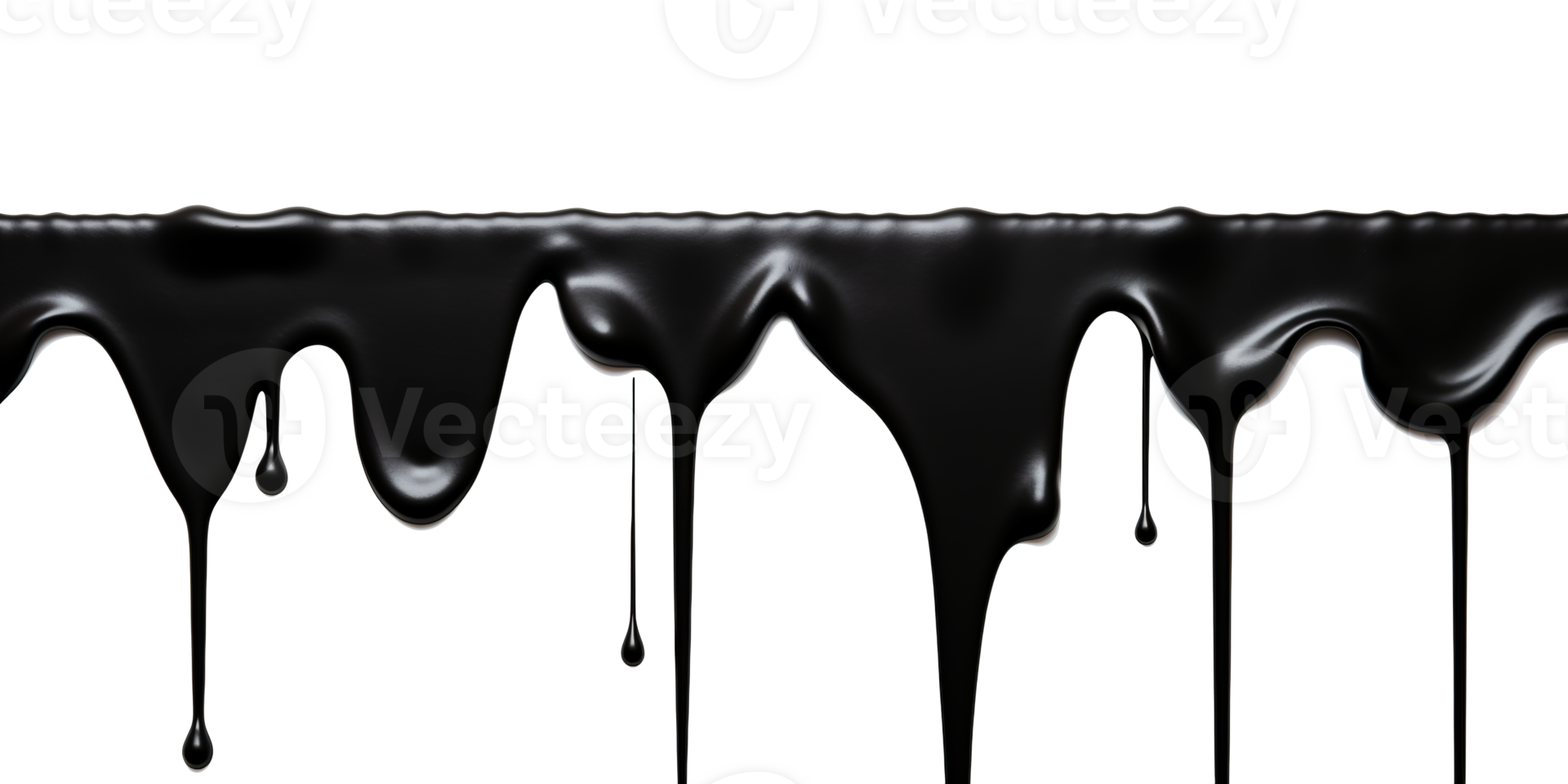 AI generated Black Paint Color Drips on Transparent Background, Fluid Art Design, Dynamic Flow of Dark Color, Perfect for Abstract and Artistic Backgrounds png