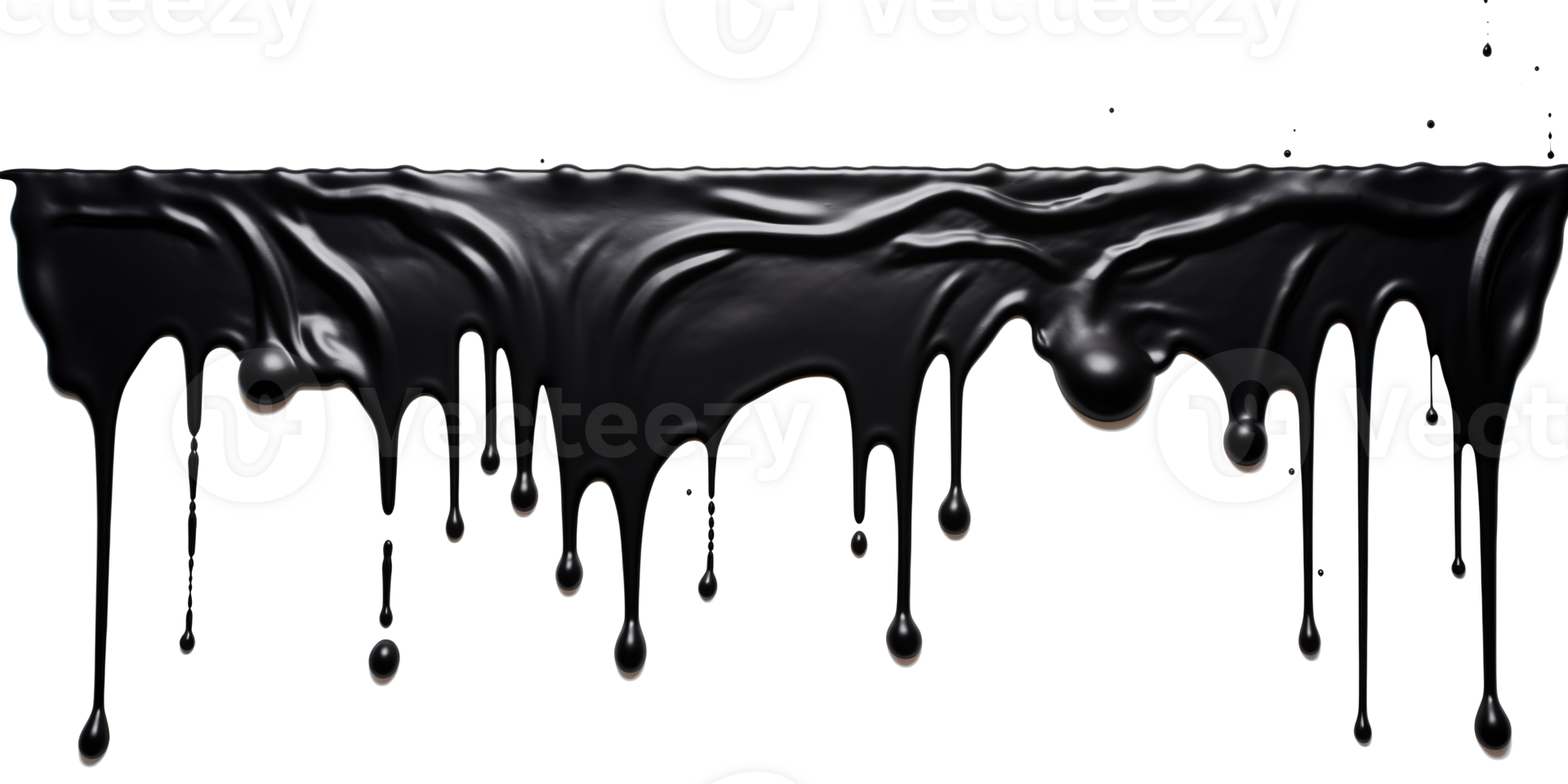 AI generated Black Paint Color Drips on Transparent Background, Fluid Art Design, Dynamic Flow of Dark Color, Perfect for Abstract and Artistic Backgrounds png