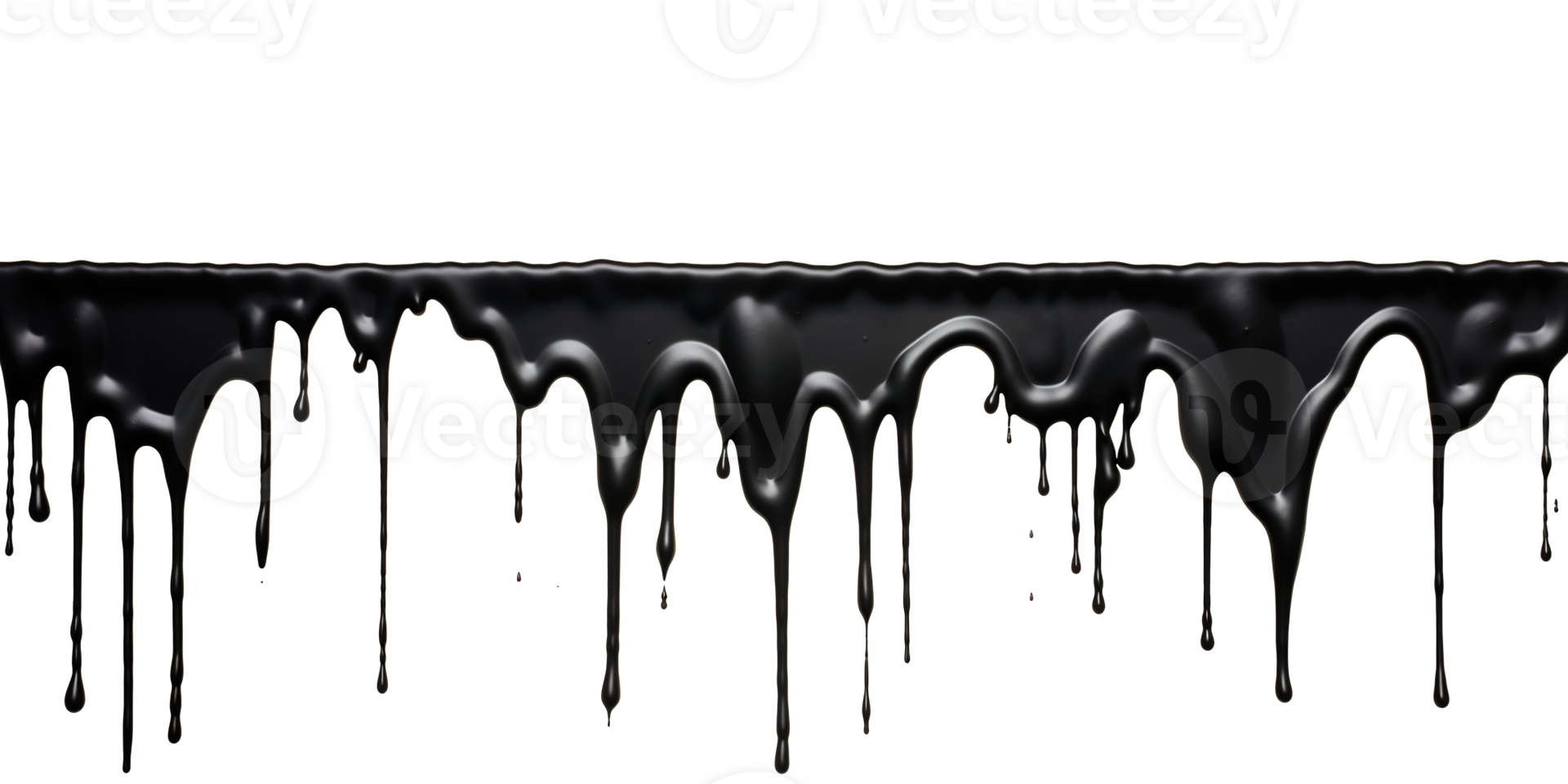 AI generated Black Paint Color Drips on Transparent Background, Fluid Art Design, Dynamic Flow of Dark Color, Perfect for Abstract and Artistic Backgrounds png