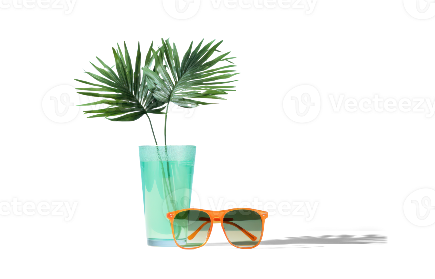 AI generated Spring Break Tropical Cocktail and Sunglasses png