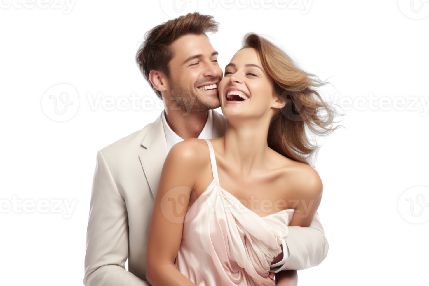 AI generated Happy Couple Embracing with Joyful Expressions png
