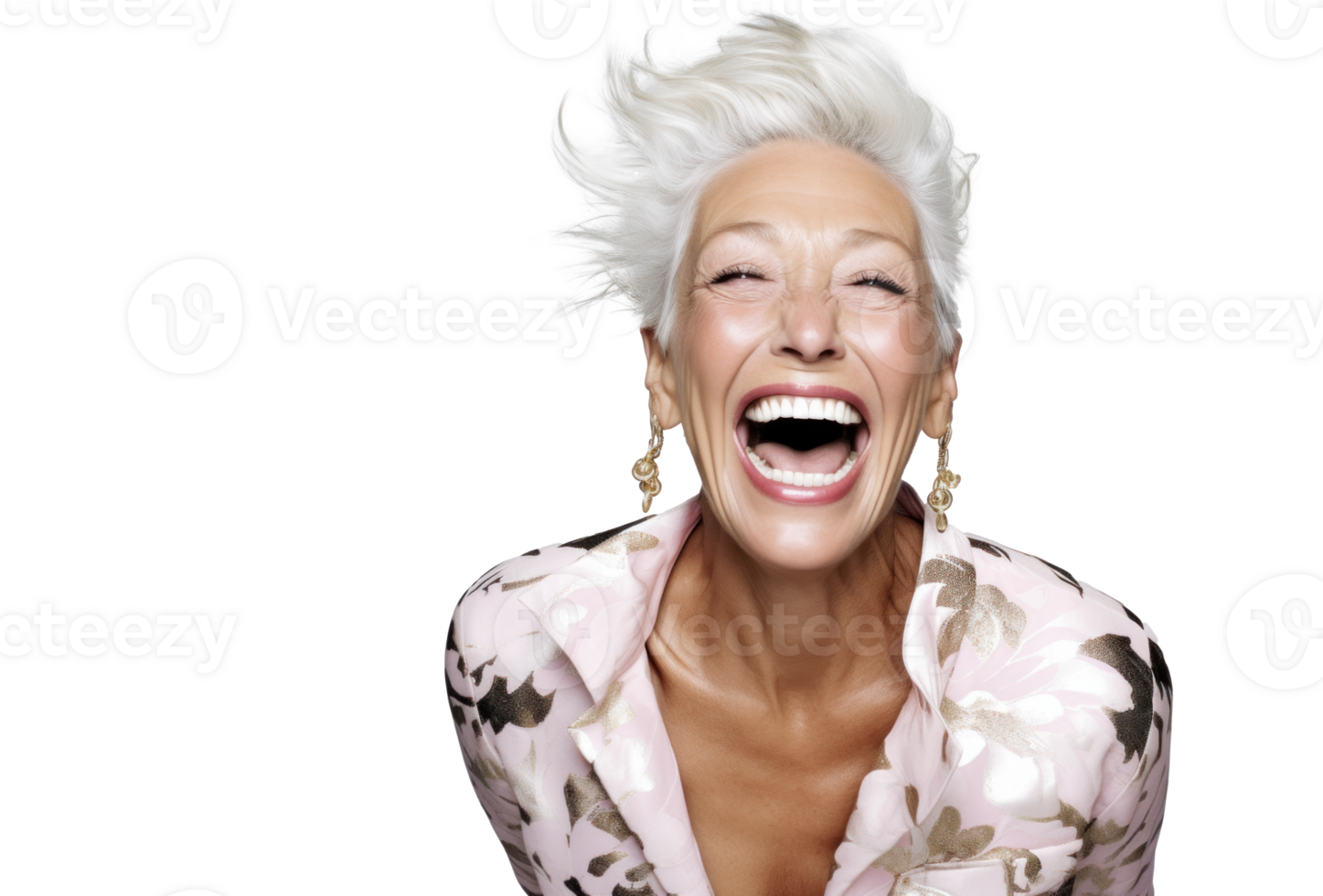 AI generated Smiling Attractive Older Woman on Transparent Background png