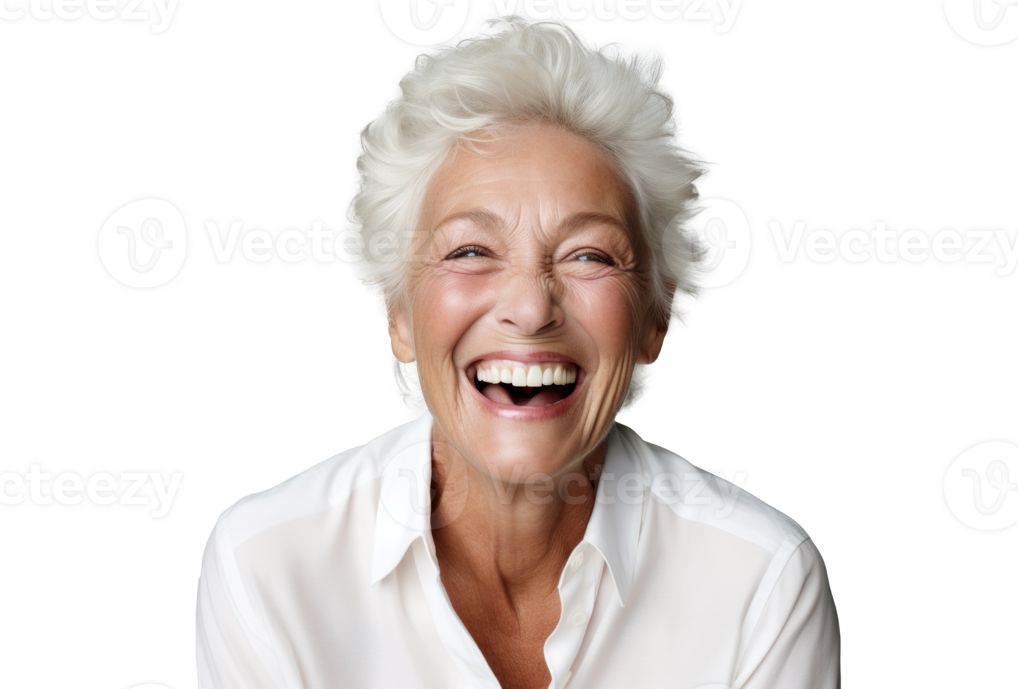 AI generated Joyful Attractive Older Woman on Transparent png