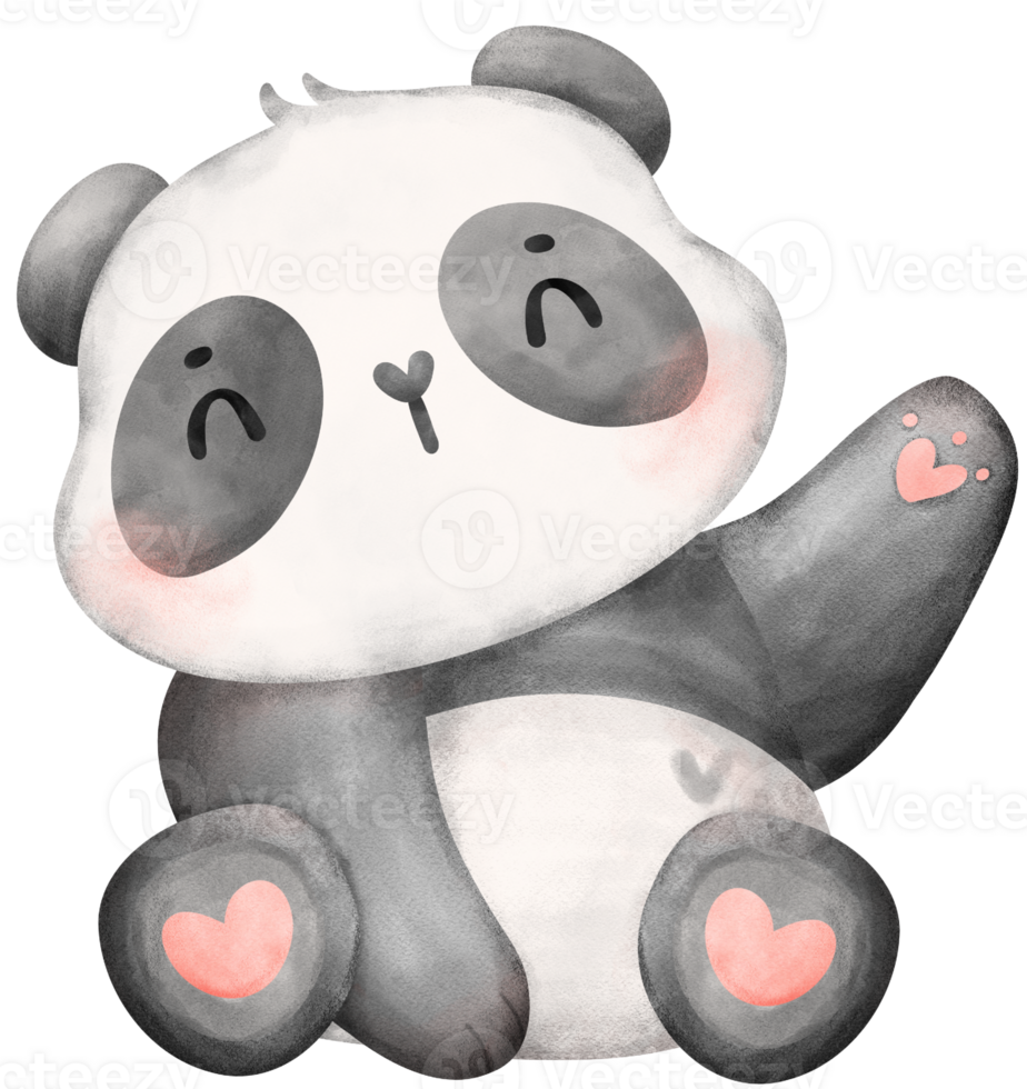 Baby Panda sitting watercolor nursery art png