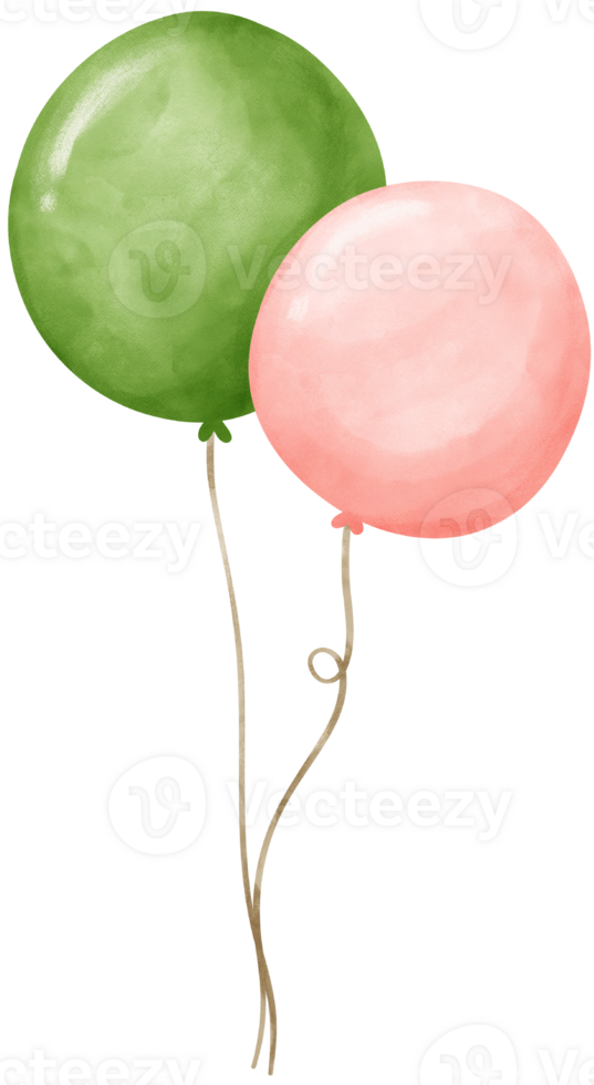 födelsedag ballonger grön och rosa png