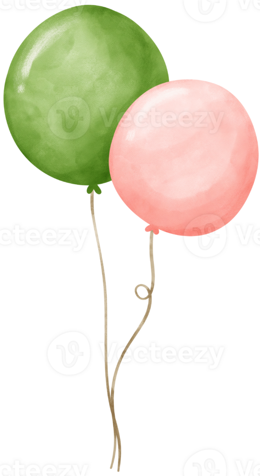 birthday Balloons green and pink png