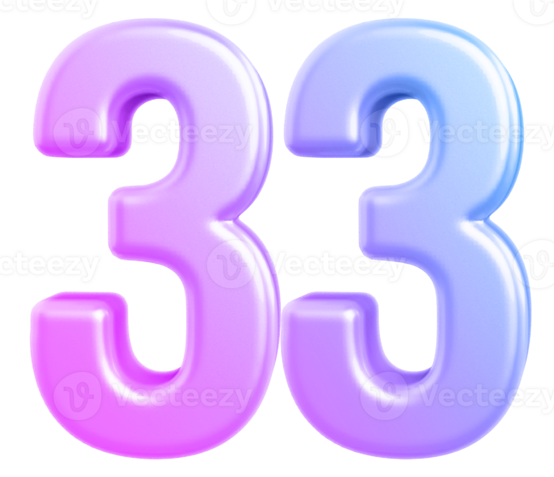 3d number 33 gradient png