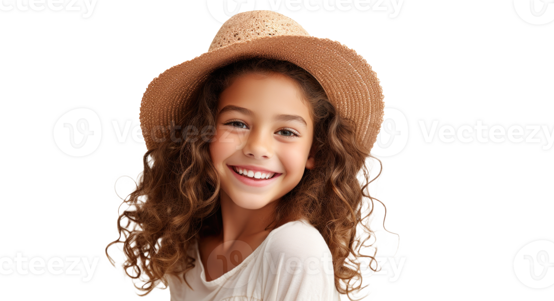 AI generated Summer Fun with Smiling Girl in Straw Hat png