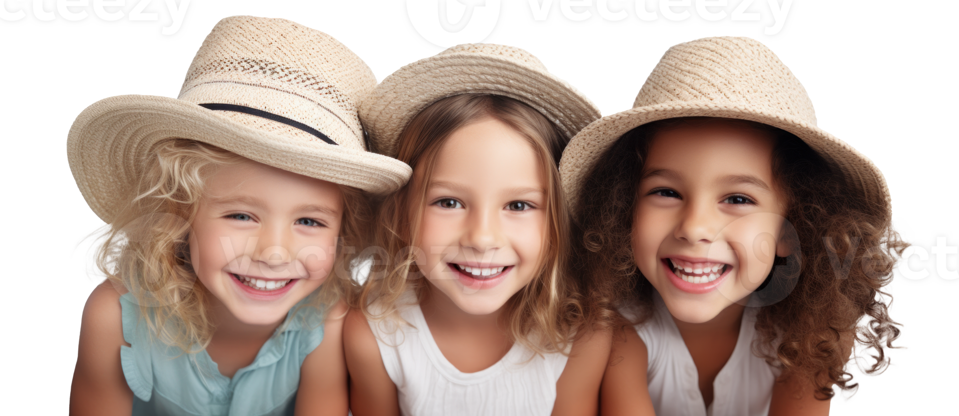 AI generated Summer Fun with Happy Children in Straw Hats png