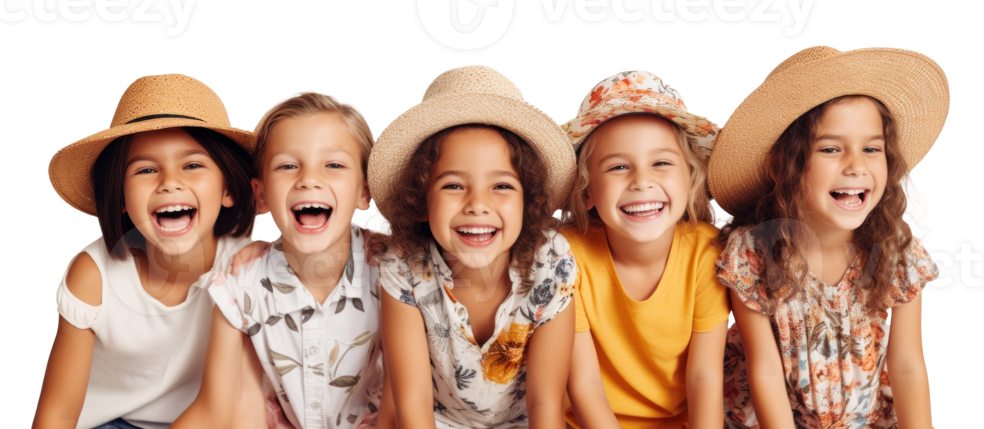 AI generated Summer Fun with Happy Children in Hats png