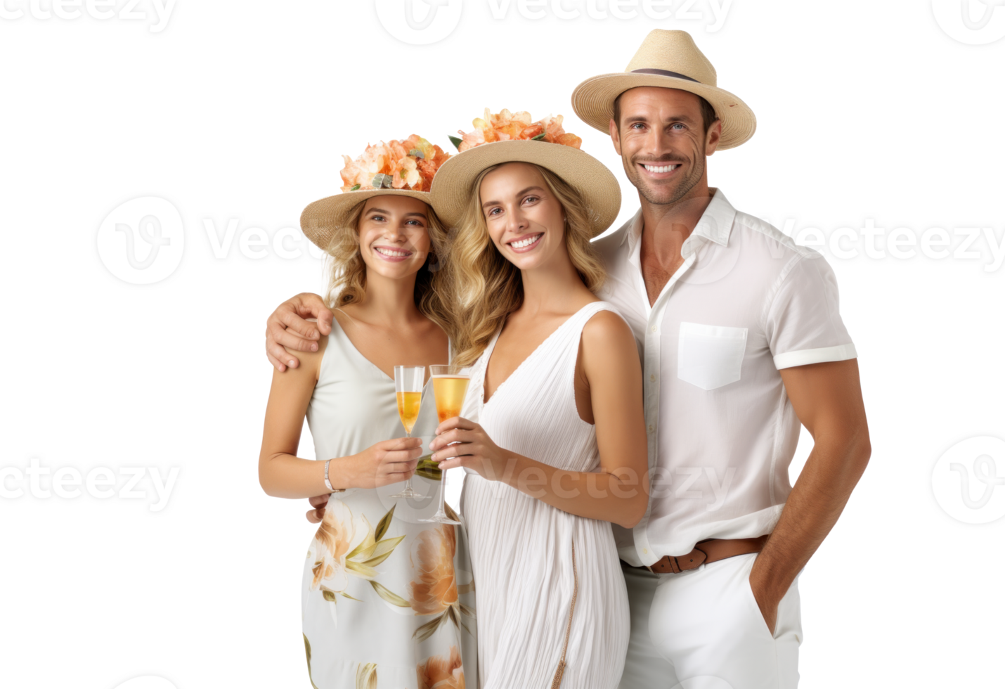 AI generated Summer Fun with Friends Toasting Drinks png