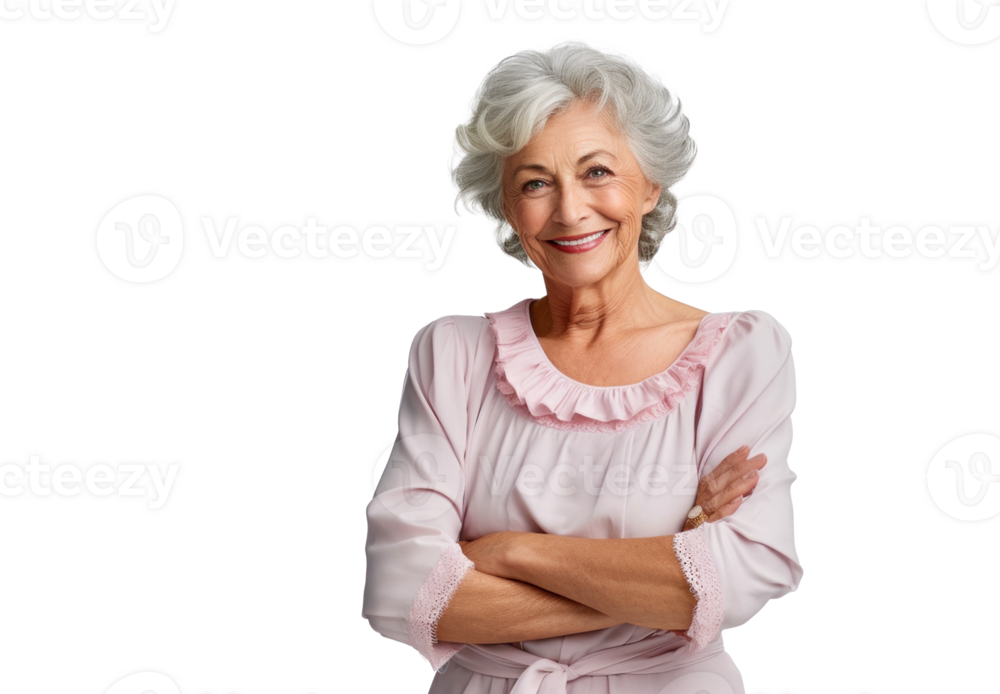 AI generated Attractive Senior Woman Smiling on Transparent Background png