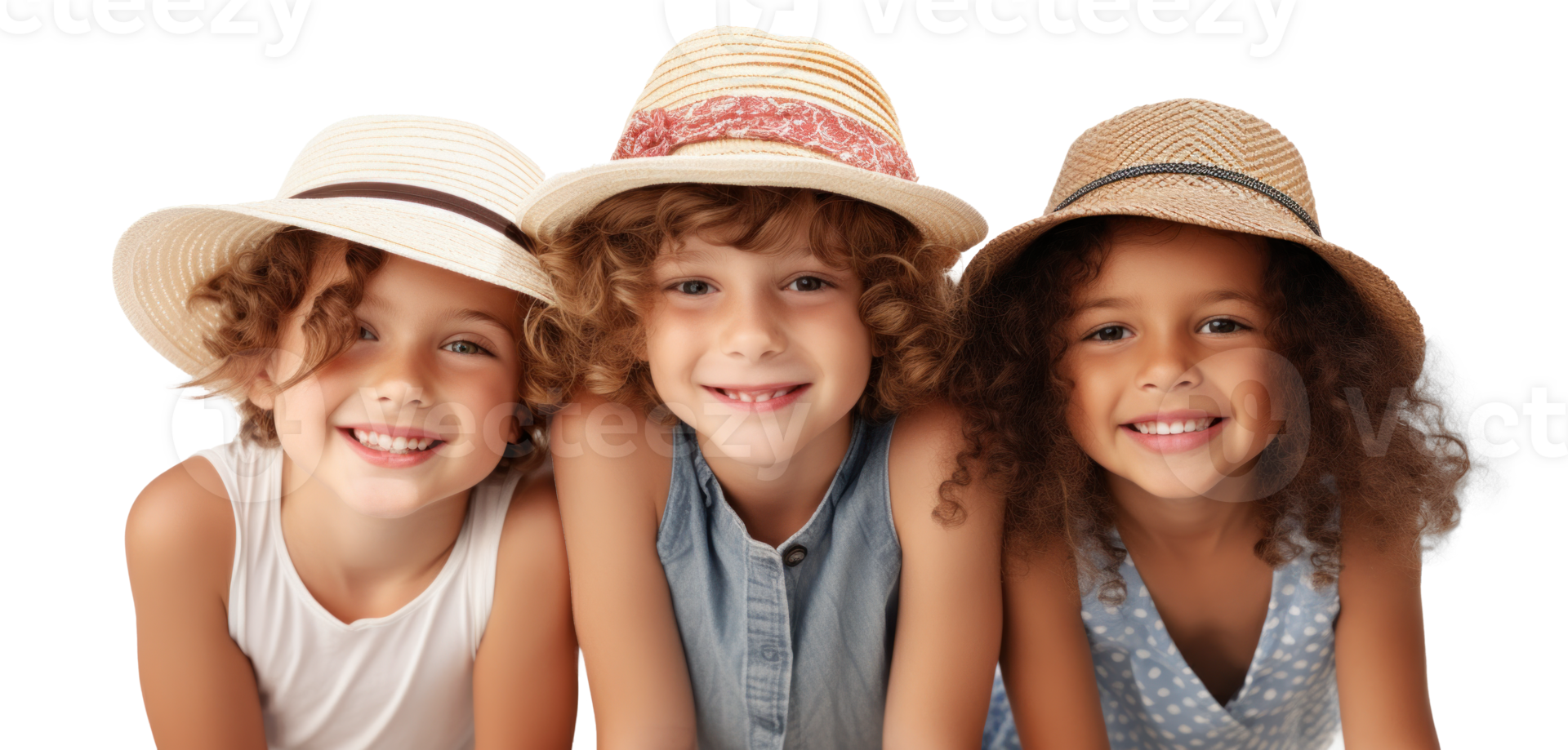 AI generated Summer Fun with Happy Children in Straw Hats png