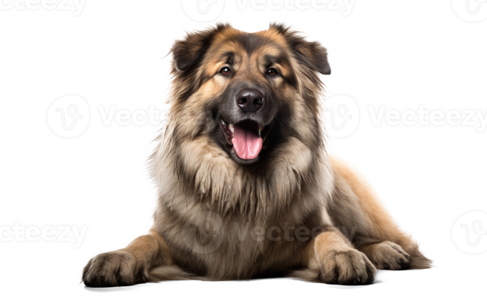 AI generated caucasian shepherd, png file of isolated cutout object with shadow on transparent background.