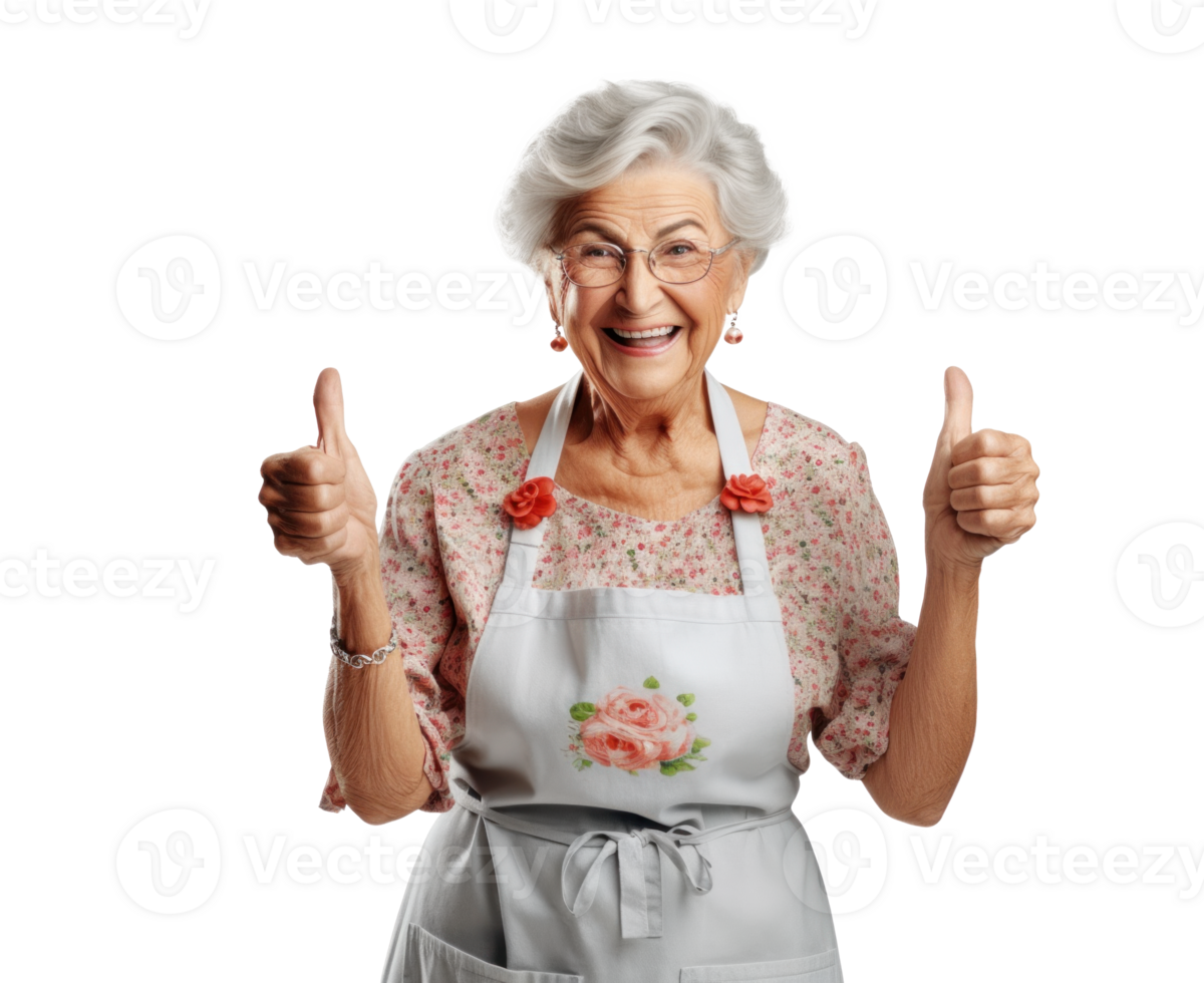AI generated Smiling Elderly Woman Giving Thumbs Up png
