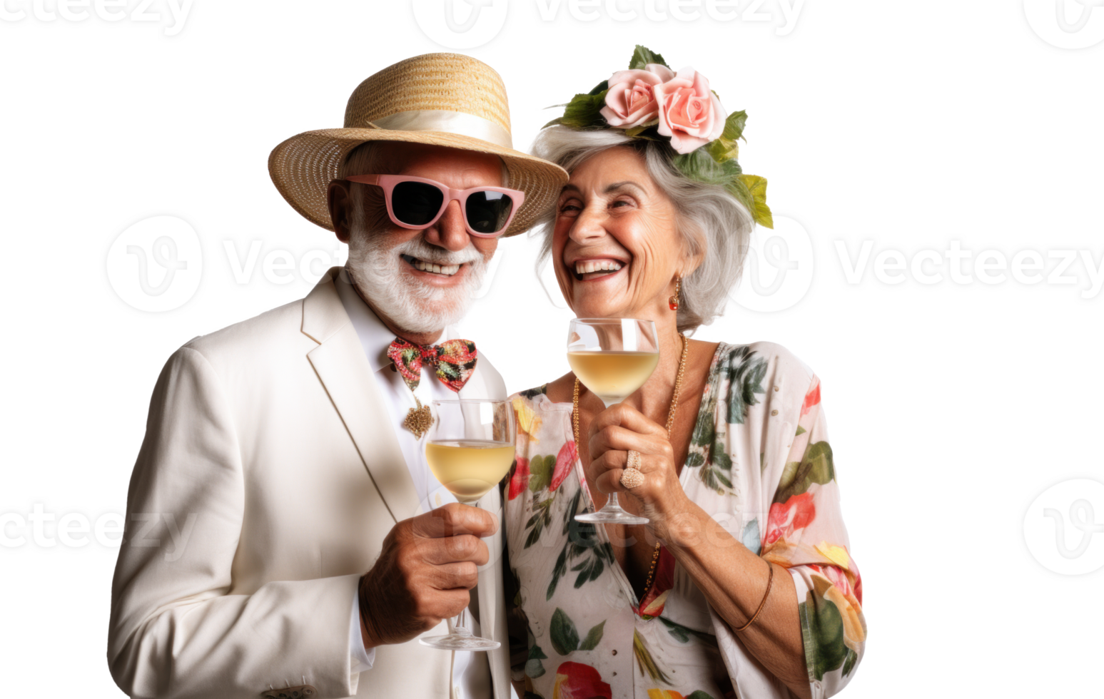 AI generated Summer Fun with Joyful Senior Couple Toasting png