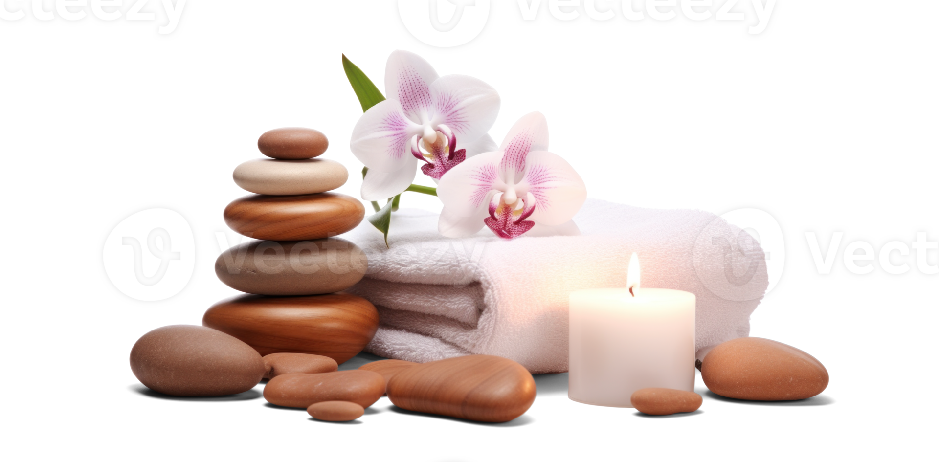 AI generated day spa set, png file of isolated cutout object with shadow on transparent background.