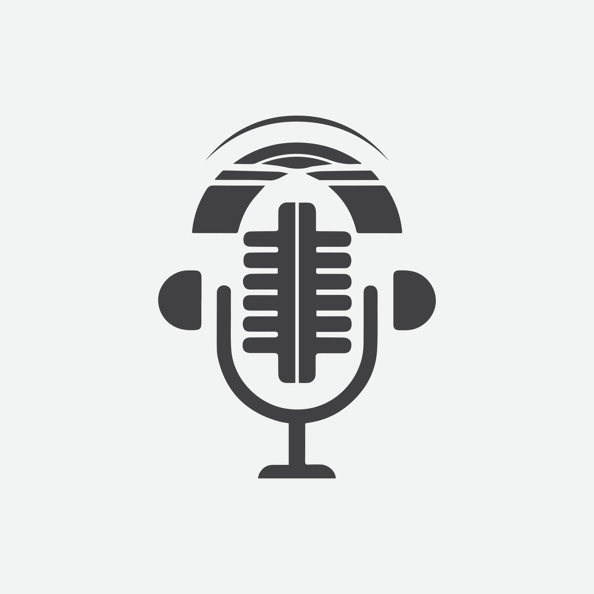 AI generated Podcast icon logo, Microphone icon on white background
