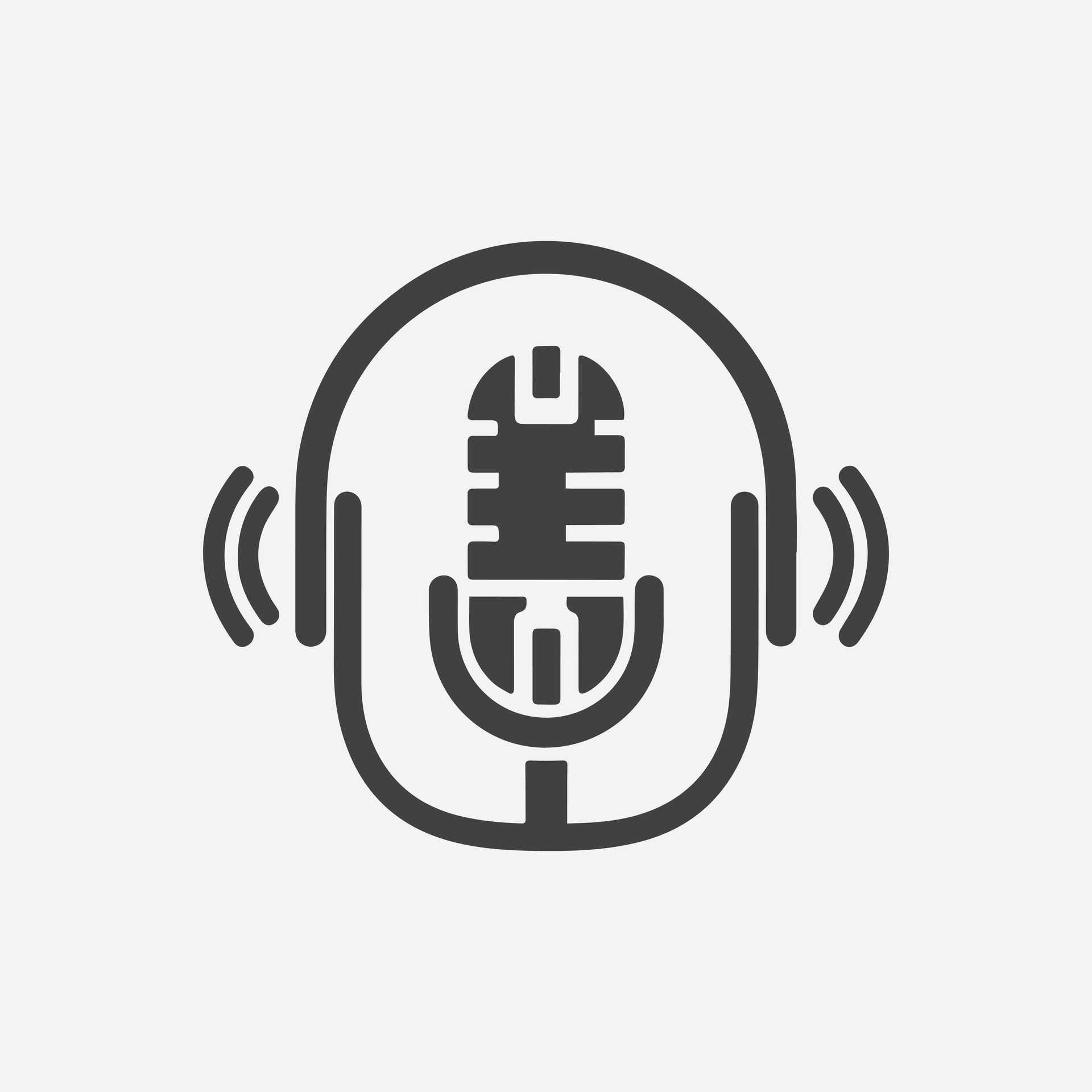 AI generated Podcast icon logo, Microphone icon on white background