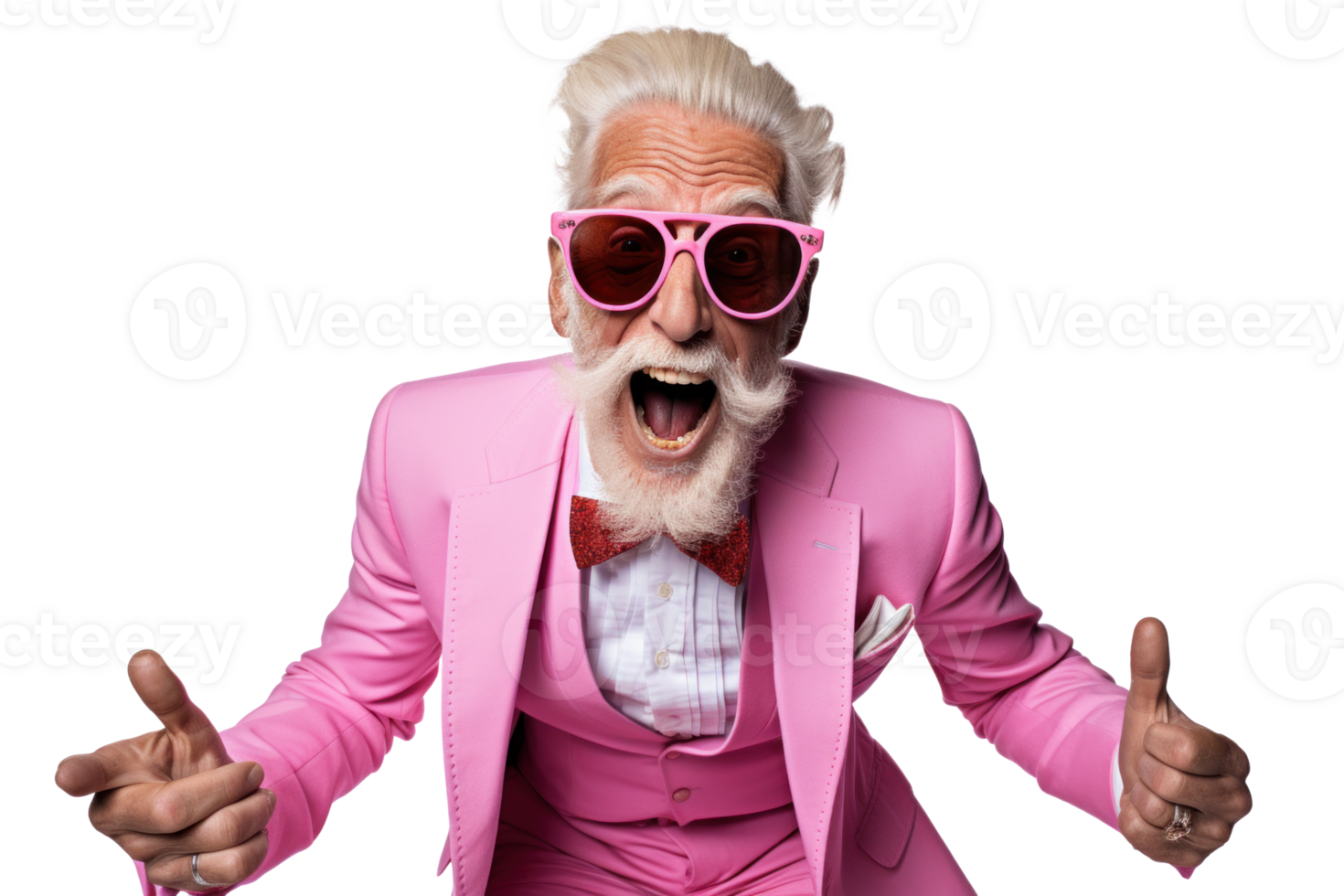 AI generated Joyful Senior Man Fashion Pose on Transparent png