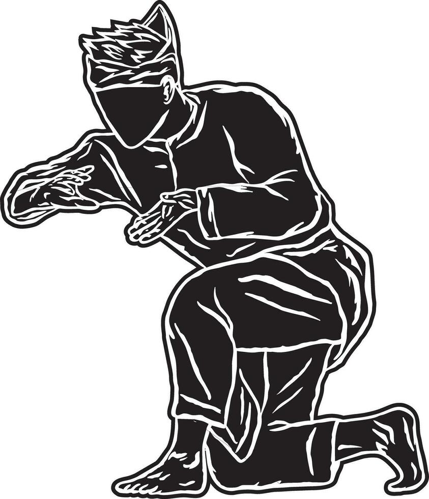 silhouette pencak silat fighter vector