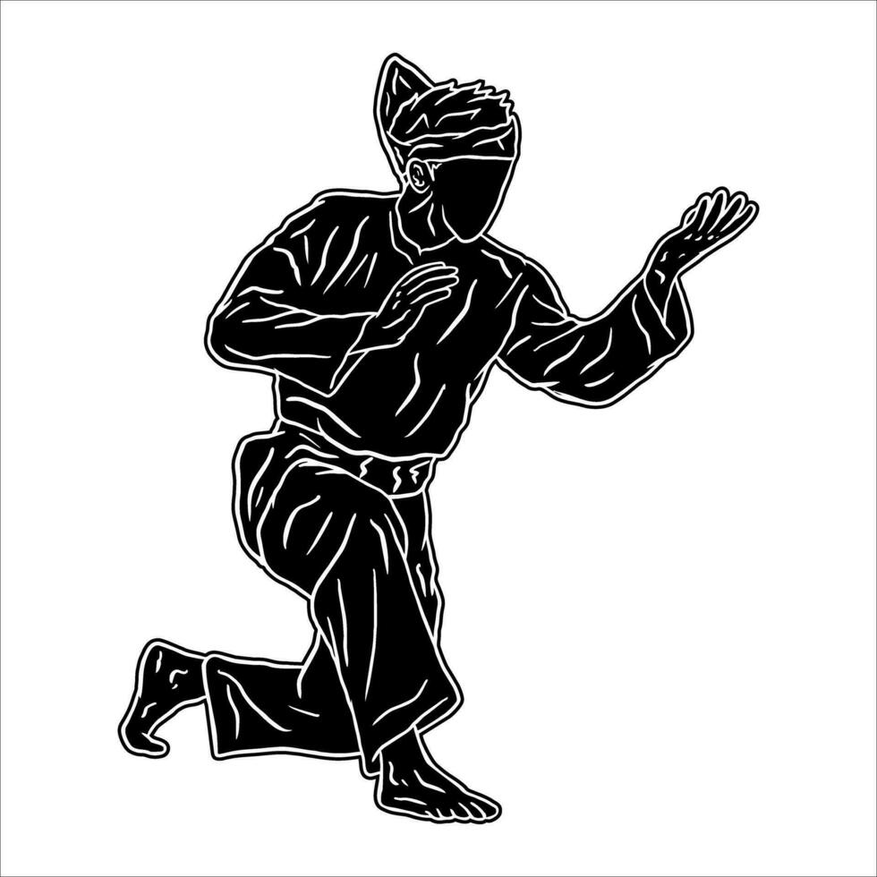 pencak silat silhouette vector