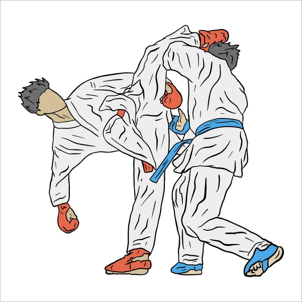 karate illustrtion sparring vector kumite