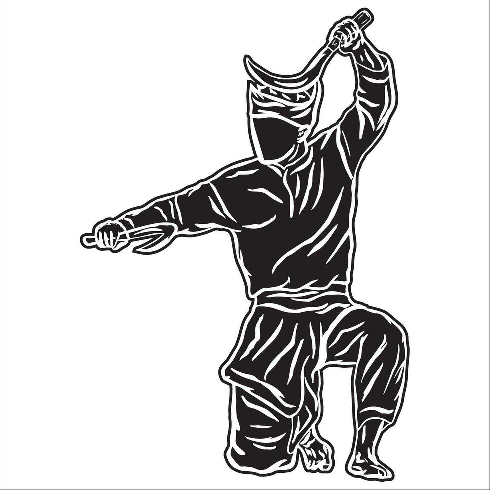 silhouette pencak silat fighter vector