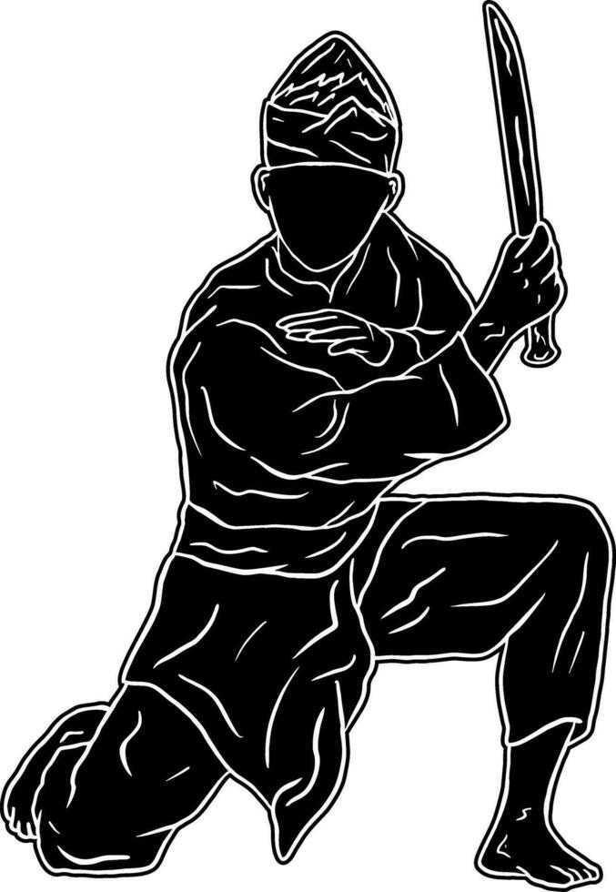 silueta de pencak silat vector