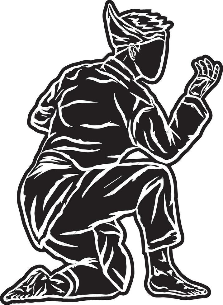 silhouette pencak silat fighter vector