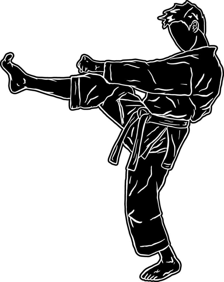 silueta de pencak silat vector