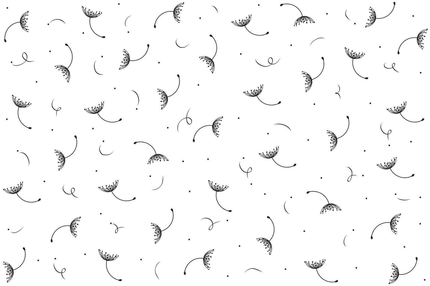 Illustration abstract of black dandelion flower on white background. vector