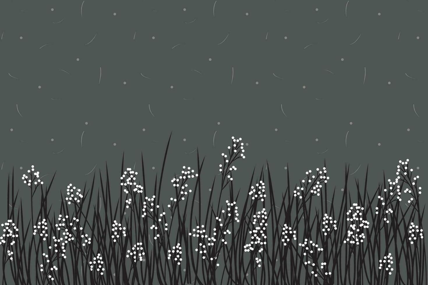 Illustration silhouette of flower grass on grey background. vector